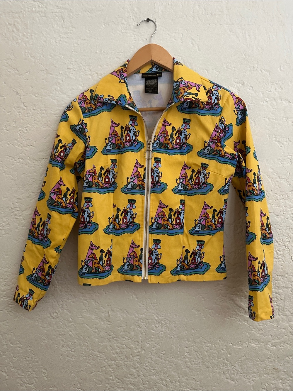 Nooworks RARE Size Small Dog Party Yellow Moto Twill Jacket